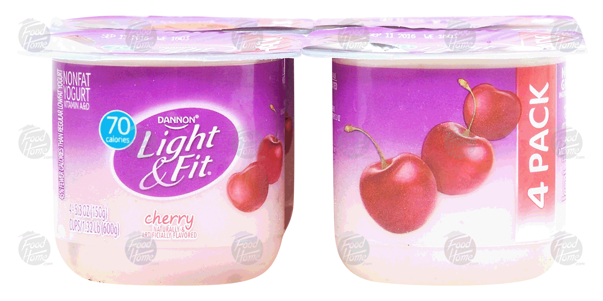 Dannon Light & Fit cherry flavored nonfat yogurt, 5.3-oz. Full-Size Picture